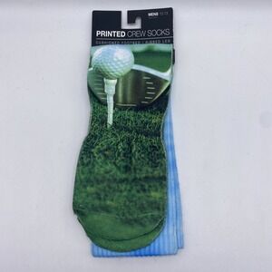 Printed Crew Socks Cushioned‎ Footbed Ribbed Leg Socks Men 10-13